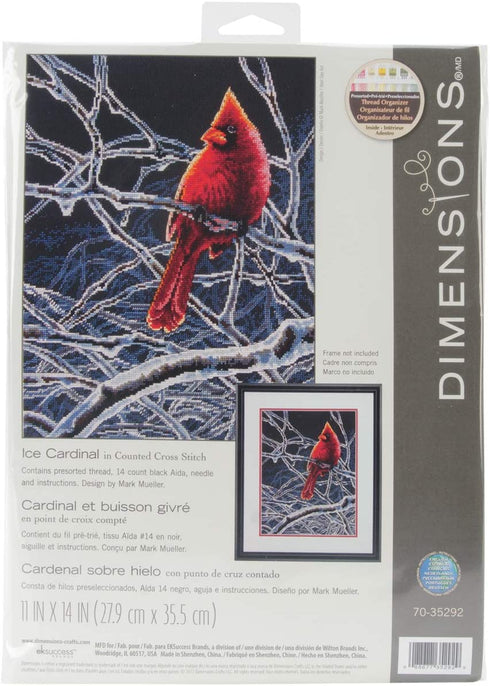 Dimensions Winter Cardinal Counted Cross Stitch Kit, 14 Count Black Aida, 11'' x 14''
