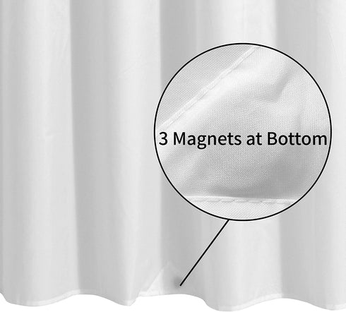 Waterproof Fabric Shower Curtain Liner - Soft & Light-Weight Cloth Shower Liner, 3 Bottom Magnets, Hotel Quality & Machine Washable - Standard Size 72x72, White