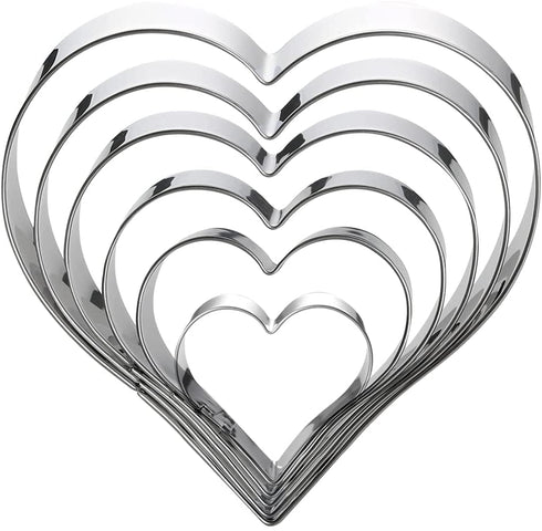 Heart Cookie Cutter Set-6 Pieces in Gratuated Size-Stainless Steel