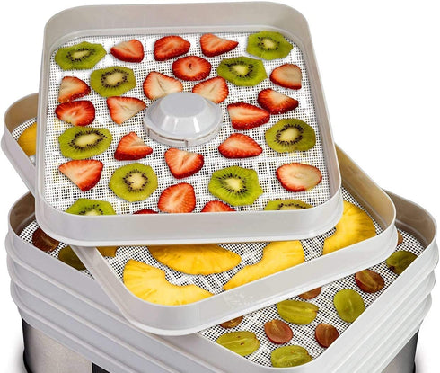 Silicone Dehydrator Sheets Pack of 6,Non-stick Food Fruit Dehydrator Mats Reusable Steamer Mesh Mat for Fruit Dryer (6, 14 x 14 inch)