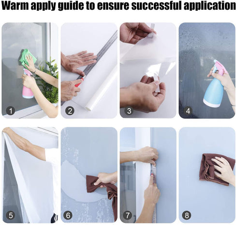 Privacy Window Films, Opaque Frosted Glass Tint Static Cling Treatment Protects Home Security Without Blocking Daylight - Heat Control, UV Prevention, Easy Removal (Matte White, 17.7x78.7 Inches)