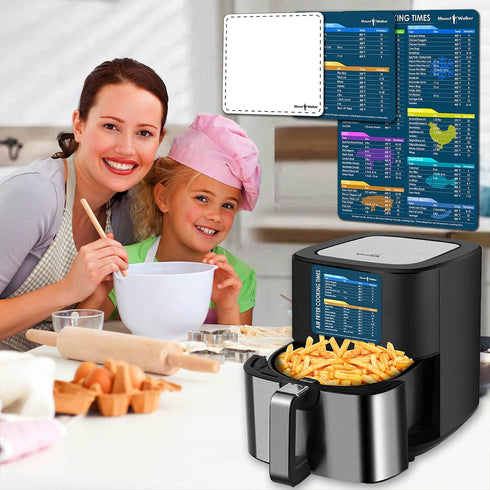 Air Fryer Magnetic Cheat Sheet Set - Air Fryer Accessories, Quick Reference Cooking Times Chart with Dry Erase Magnetic Meal Planner Whiteboard for Fridge (Set of 3), Black