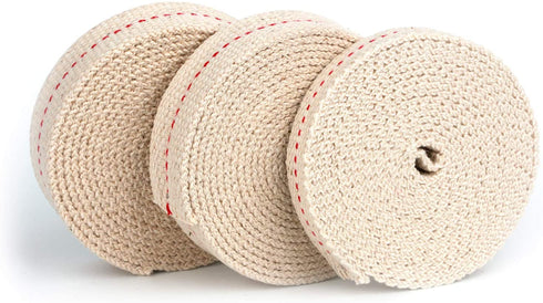 HuaArt 19.5 Foot /3 Rolls Oil Lamp Wick, 1/2 Inch Oil Lantern Wick, 3/4 Inch Flat Cotton Wick, 7/8 Inch Oil Lamp Wicks Burner with Stitch, 6.5 Feet per Roll