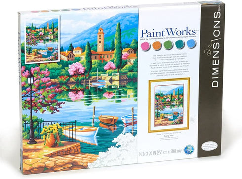 Dimensions 73-91661 Village Lake Afternoon Paint by Numbers for Adults, 14'' W x 20'' L