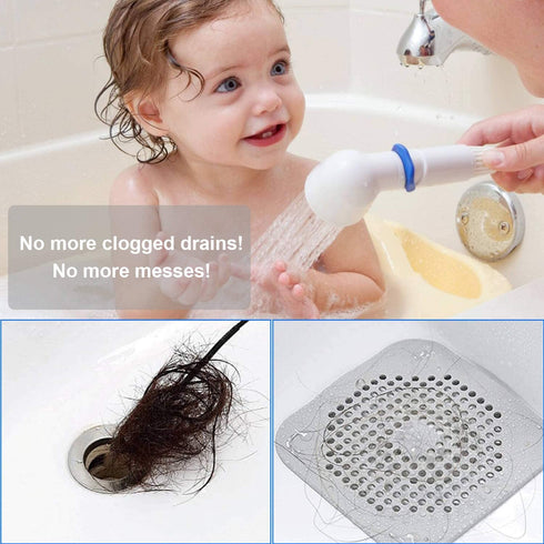 YIMSGO Drain Hair Catcher 2 Packs, Shower/Bathtub Drain Cover, Silicone Hair Catcher for Shower, Square Drain Stopper for Tub,Kitchen,Bathroom Gray/White