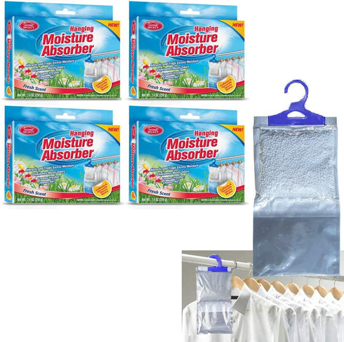 4 X Hanging Bag Moisture Absorber Closet Dehumidifier Fresh Scent Fragrance