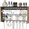 Rustic Wood Wall Mount Jewelry Organizer with Metal Hooks for Necklaces Earrings and Bracelets (Wood) : MK460A