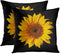 Emvency Set of 2 Throw Pillow Covers Sunflower Yellow On Black Sun Flowers Decor Pillowcases Polyester 16 X 16 Inch Square Hidden Zipper Home Cushion Decorative Pillowcase