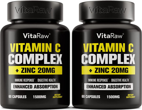 ???????????? - ?? ???????? Vitamin C Supplement - 1600mg with Zinc 50mg - Highest Absorption - Vitamin C Immune Support Complex - Vitamin C Capsules & Zinc Vitamins for Adults - VIT C Immune Booster