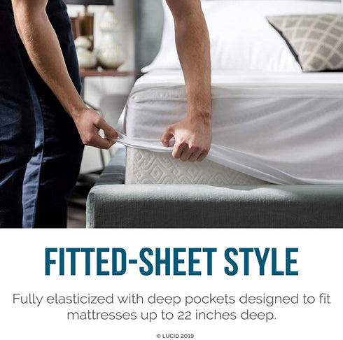 Lucid Premium Hypoallergenic 100% Waterproof Mattress Protector - 15 Year Warranty