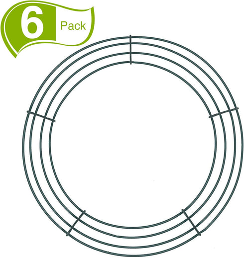 Sumind 6 Pieces Wire Wreath Rings Dark Green Wire Wreath Frame for Christmas Decoration (10 Inch)