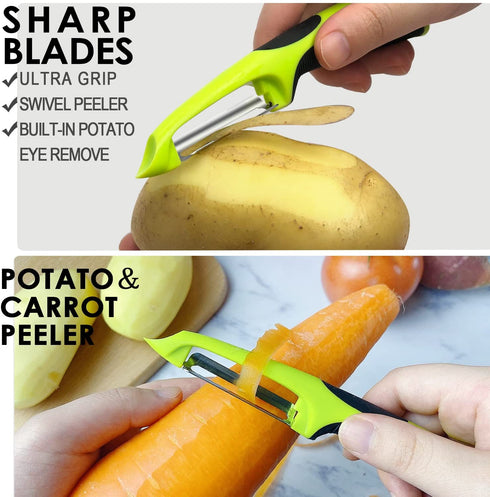 Vegetable Potato Peelers for Kitchen, Fruit Carrot Zucchini Cucumber Apple Peeler, Good Grip Veggie Peeler Makes Peeling Very Easy, Upgraded Stainless Steel Blades I and Y peeler