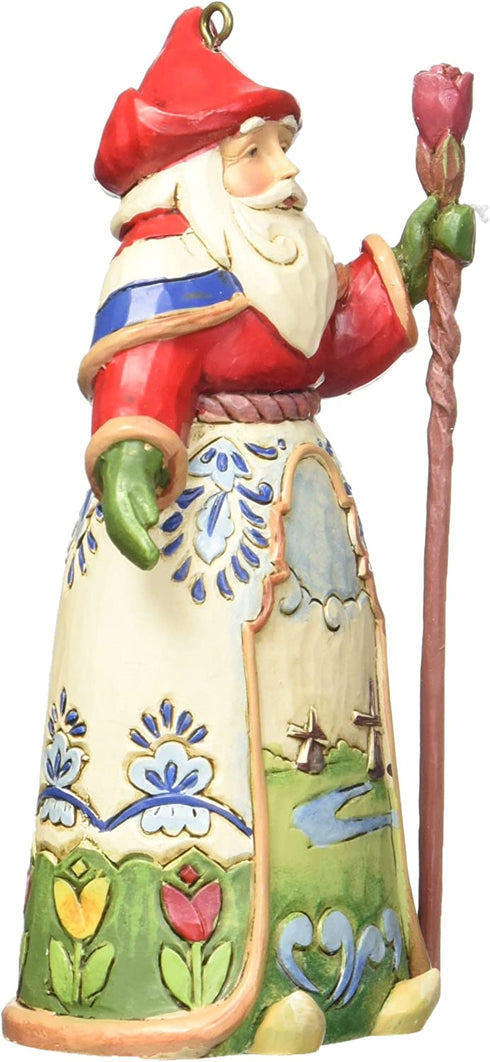 Enesco Jim Shore Heartwood Creek Dutch Santa Stone Resin Hanging Ornament, 4.5?