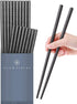 GLAMFIELDS 10 Pairs Fiberglass Chopsticks, Reusable Japanese Chinese Chop Sticks Dishwasher Safe, Non-Slip, 9 1/2 inches