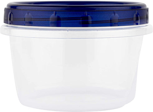 Twist Top Deli Containers Clear bottom With blue Top Twist on Lids Reusable, Stackable, Food Storage Freezer Container (6, 4 OUNCE)