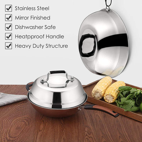 Cheese Melting Dome, HaSteeL 12In & 9In Heavy Duty Round Basting Steam Cover, Stainless Steel Griddle Grill Accessories for Flat Top BBQ Kitchen Cooking Indoor & Outdoor, Dishwasher Safe - (2Packs)