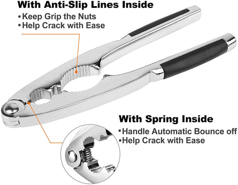Anwenk Nutcracker Pecan Walnut Nut Crackers Bundle Heavy Duty Shell Seafood Cracker Tool with Non-Slip Handle