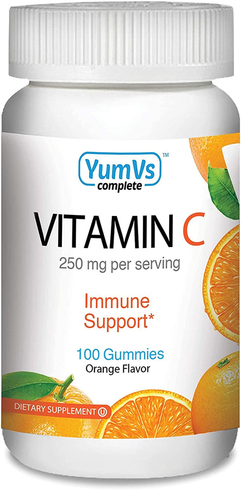 Vitamin C Gummies by YumVs | Daily Dietary Supplement for Adults and Kids, 250mg | Natural Orange Flavor Pectin Gummies, 100-Count | Gluten Free, Vegan, Kosher, Halal