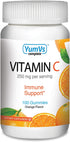 Vitamin C Gummies by YumVs | Daily Dietary Supplement for Adults and Kids, 250mg | Natural Orange Flavor Pectin Gummies, 100-Count | Gluten Free, Vegan, Kosher, Halal