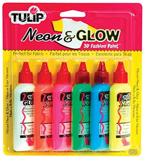 I Love To Create Tulip 3D Fashion Paint, 1.25-Ounce, Neon and Glow, 6 Per Package