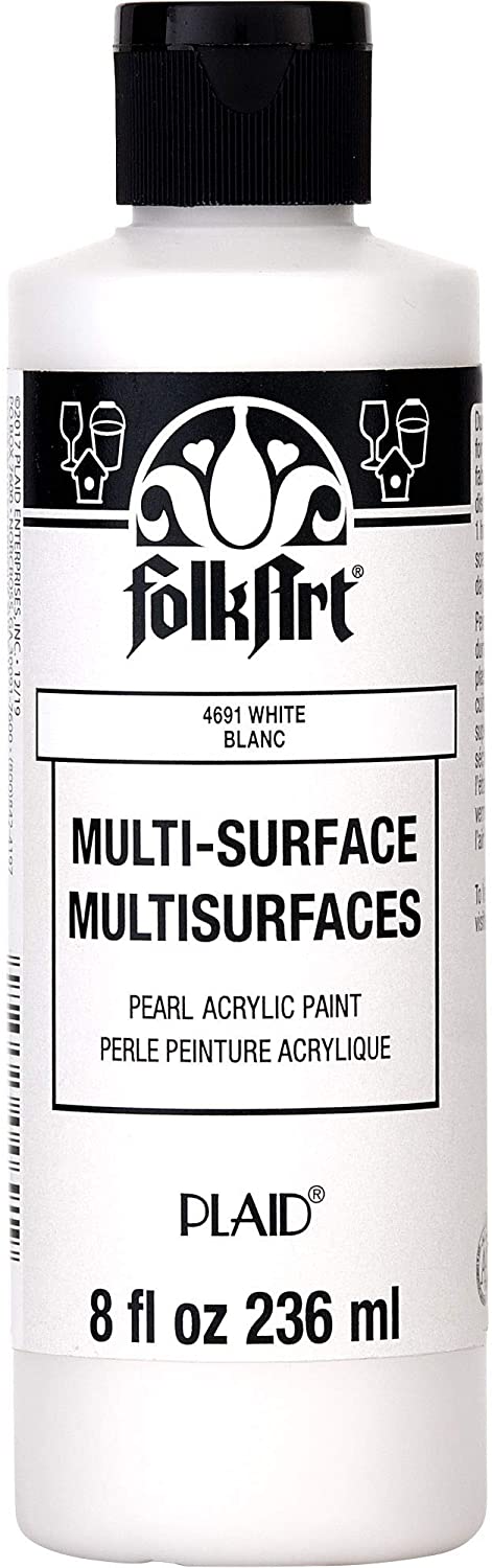 FolkArt Multi-Surface Acrylic Craft Paint, 8 oz, Pearl White