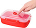 Sistema Heat and Eat 4 Rectangular Food Containers with Lids 1.25L + 2X 525ml | Locking Clips & Steam Release Vents | BPA-Free Microwave Set, 2x 1.25 Litre + 2x 525 ml, Red