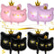 8 Pieces Crown Cat Foil Balloons Cute Kitty Cat Birthday Balloons Animal Balloons for Girls Kitten Pet Cat Birthday Party Supplies Decorations, Pink and Black