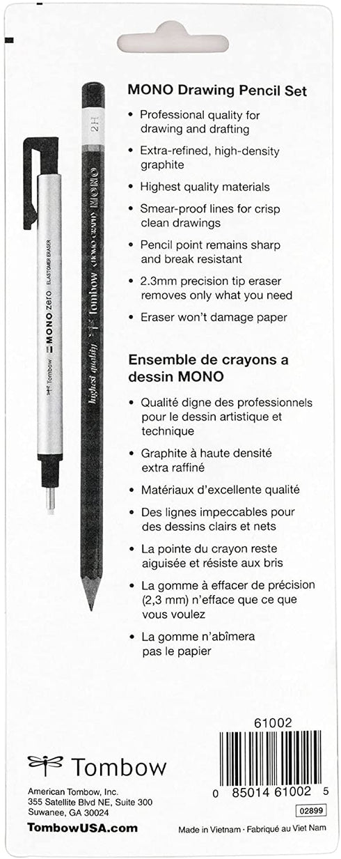 Tombow 61002 MONO Drawing Pencil Set, Combo 6-Pack. Professional Quality Graphite Pencil Set with Precision Zero Eraser