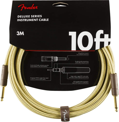 Fender Deluxe Series Instrument Cable, Straight/Straight, Tweed, 10ft