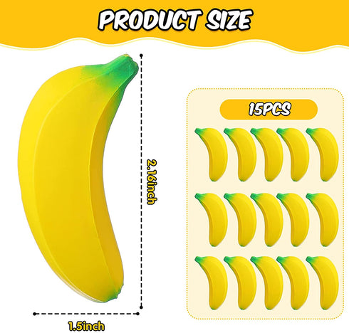 15 Pieces Banana Stress Toys Stretchy Bananas Stress Toys Banana PU Toys Relief Banana Stress Balls Tiny Party Supplies for Stress Relief Party Favors