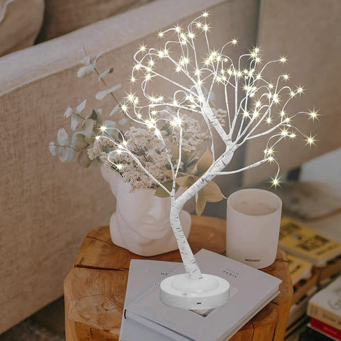 108 LED Birch Tree Lights 20 Inches Artificial Tabletop Fairy Tree Lamp Eight Lighting Modes USB or Battery Operated with Timer Decor for Bedroom Living Room Wedding Christmas Easter (White Light)