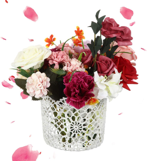 White Basket Handle Wedding Flower Girl Baskets, 5.90 x 4.72 x 4.33 Inch (2 Packs)