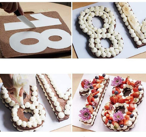RAYNAG 0-8 Number Cake Stencils Flat Plastic Templates Cutting Number Mold 12 Inch Numerical Stencils for DIY Numbers Cakes/Cookies