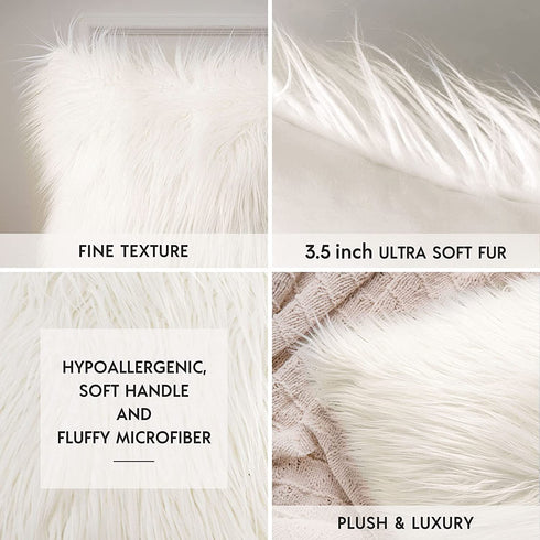 Phantoscope Faux Fur Pillow Cover Decorative Fluffy Throw Pillow Soft Fuzzy Pillow Case Cushion Cover for Bedroom/Couch, Off-White 18 x 18 Inches