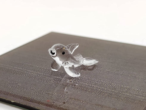 Sansukjai Rare Dolphin Tiny Micro Crystal Figurines Hand Blown Clear Glass Art Sea Animals Collectible Gift Home Decor (N)