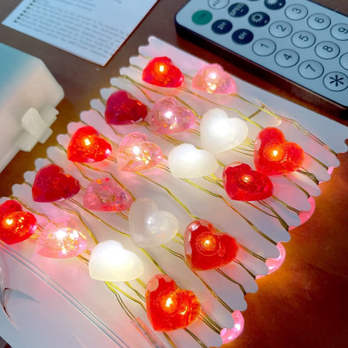 MIYA LIFE Valentine's Day Heart Lights 10 ft 40 LED Copper Wire String Lights for Wedding Birthday Festival D©cor