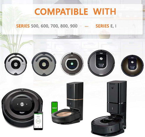 Tires for IROBOT ROOMBA Wheels Series 500, 600, 700, 800, 900 e5 e6 i7 (Pack of 2) Anti-slip, Great Adhesion and Easy Assembly. (Black)