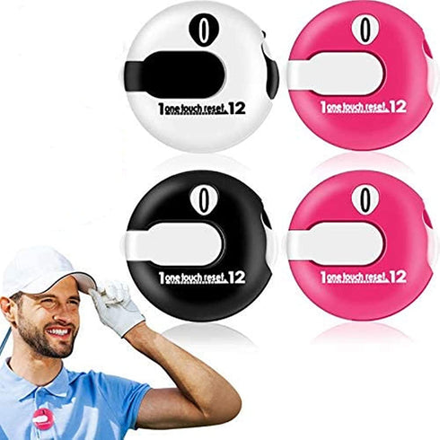 Frienda Golf Score Counter Mini Stroke Counter with One Touch Reset Handheld Score Counter Up to 12 Shots Score, 4 Pieces