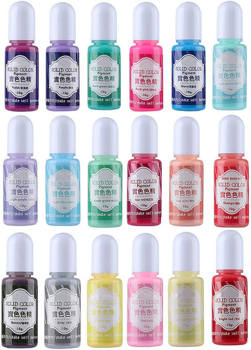 Miraclekoo 18 Colors Epoxy UV Resin Pigment Opaque Liquid Epoxy UV Resin Dye Resin Colorant, 0.35oz Each