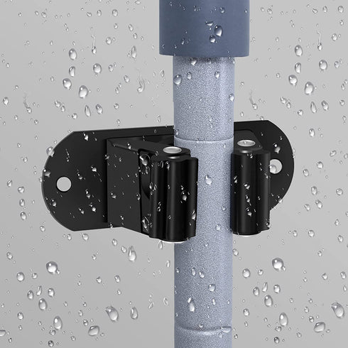 HYRIXDIRECT Mop and Broom Holder Wall Mount Heavy Duty Stainless Steel Wall Mounted Broom Organizer Laundry Room Home Garden Garage Storage and Organization Rack (Black)