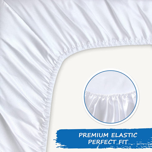 Satin Crib Sheet, Soft & Silky Fitted Crib Mattress Sheet (52"x28"x8") for Boys and Girls, Great for Baby with Hair and Skin, White