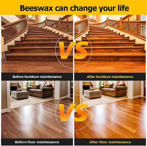 CARGEN Beeswax Furniture Polish, Wood Seasoning Beeswax for Furniture Wood Polish for Floor Tables Chairs Cabinets for Home Furniture to Protect and Care 1pcs Wood Wax and Sponge