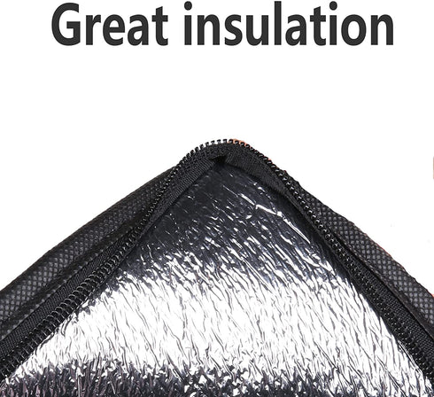 2-Pack, XL-Large Insulated Grocery shopping bags, Black, reusable bag,thermal zipper,Collapsible,tote,cooler,food transport hot and cold,for instacart,camping,Recycled Material delivery groceries