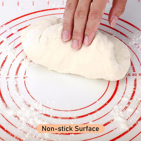 Silicone Pastry Mat Extra Large Non Slip with Measurement, Non Stick, Large and Thick, for Fondant, Rolling Dough, Pie Crust, Pizza and Cookies - BPA Free Easy Clean Kneading Matts,16" x 24", Red