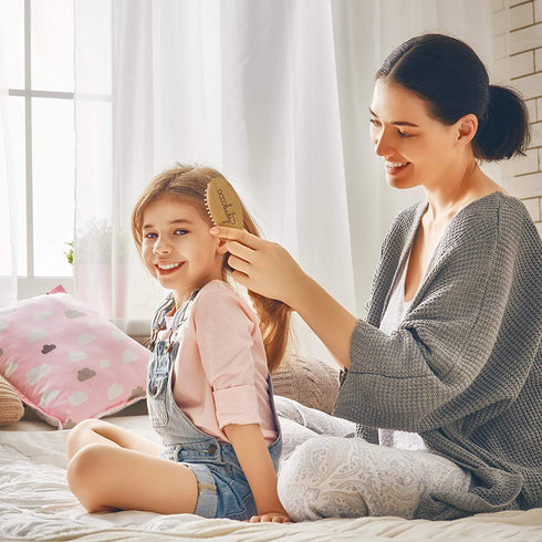 OCCObaby 3-Piece Wooden Baby Hair Brush and Comb Set for Newborns and Toddlers | Natural Soft Goat Bristles for Cradle Cap | Wood Bristles Baby Brush for Massage | Perfect for Baby Registry