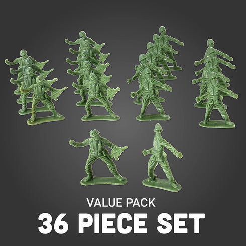 DELUXE BAG OF CLASSIC TOY GREEN ARMY SOLDIERS - 36 Pc.