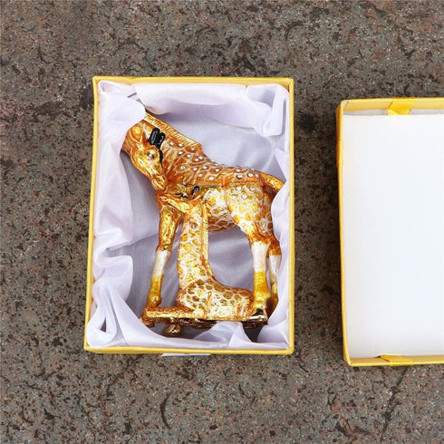 Waltz&F Hand Painted Enameled Giraffe mother and child Decorative Hinged Jewelry Animal Trinket Box Unique Home Decor