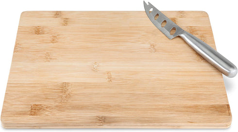 True Appetize Bamboo Cheese Board and Knife Set, Bamboo Wood and Stainless Steel, 12.2" by 10", Cheese Service, Entertaining Gift Set