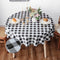 misaya 60" Round Tablecloth, Buffalo Plaid Vinyl Table Cloth, Waterproof Table Cover with Flannel Backing for Kitchen, Fall Picnic, Halloween and Christmas Party, Black and White