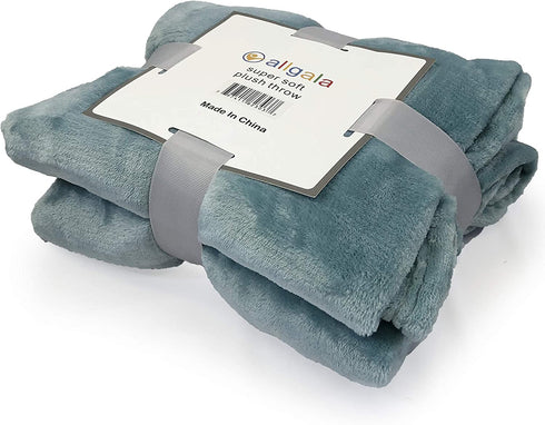 Allgala 60x45 Super Soft Flannel Plush Light Weight Throw Blanket-Teal/Mint Green-BLK82303